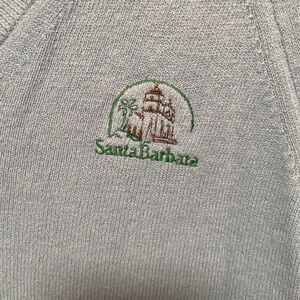 Vintage Santa Barbara Blue V-Neck Sweater Embroidered Sal Moreno Orlon Medium